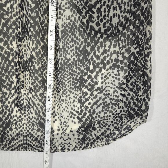 Vince Camuto Dress Womens 4 Gray Geometric Ruched Waist Tie Front Button Lined - Picture 11 of 13